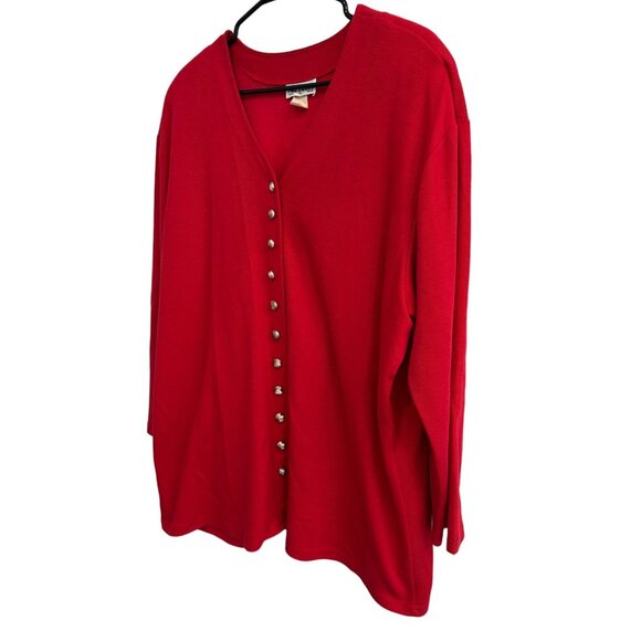 Vintage All Hours Womens Red Cardigan Sweater Button Detail Size Sz XL - Picture 3 of 7